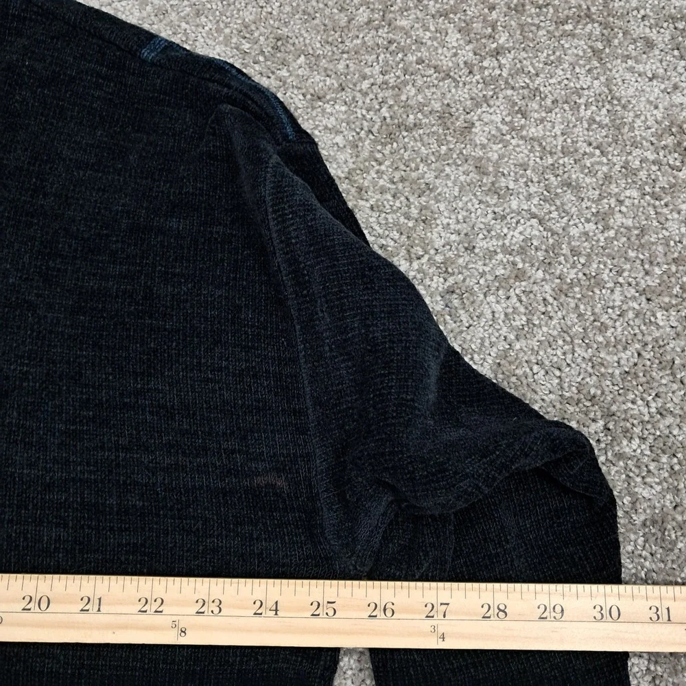 Dockers Mens XL Chenille‎ Knit Sweater Black Striped Crew Neck RN15610